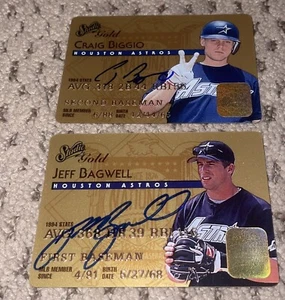 JEFF BAGWELL CRAIG BIGGIO SIGNED STUDIO GOLD TRADING CARDS JSA ASTROS BASEBALL - Picture 1 of 3