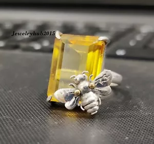 Citrine Bee Gemstone Quartz Ring 925 Sterling Silver Pretty Jewelry All Size MK* - Picture 1 of 6