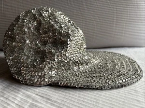 KOI Silver Sequin Beaded Stretch Band Cap Dance Performance Costume Hat One Size - Picture 1 of 14