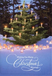 Biglietto Auguri Religioso BENEDIZIONI DI NATALE, Candela Albero Salmo di GiornoPrimavera +✉ - Foto 1 di 5