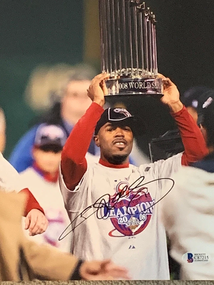 JIMMY ROLLINS PHILADELPHIA PHILLIES SIGNED 2008 WORLD SERIES 8x10 COA #11 - Image 1 of 1