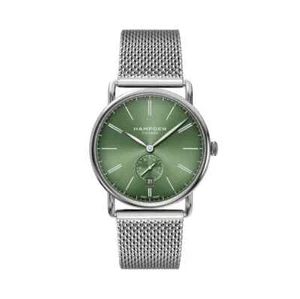 HAMPDEN MODEL 4: Dixon Watch Round Case & Wire Lugs Date 2-Tone SS Sage Dial - Bild 1 von 3