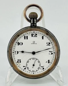Antiguo Reloj de Bolsillo Omega - Estuche Gunmetal - Herida de Tallo - c.1916 - Funciona - Imagen 1 de 17