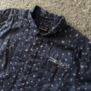 Patagonia Nature Camp Short Sleeve Button Up Shirt Hemp Organic Cotton Sz Large - Picture 1 of 8