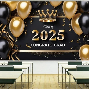 Black Gold Graduation Photography Backdrop Poster Background Photography Props - Picture 1 of 7