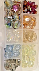 Austrian Crystal Beads Glass Bead Lot Jewelry Making Loose Beads Kit in Storage - Picture 1 of 3