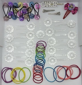 Lot Girls 60+ Hair Braiding: Clear Clips, Elastic&Ball Ties, Shiny Cancer Clip - Picture 1 of 10