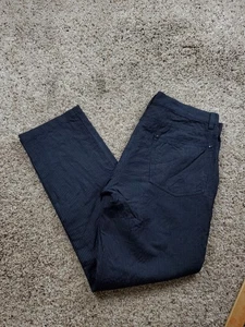 John Varvatos Chino Pants Size 33R Mens Blue Pinstripe Tapered Leg Linen Blend - Picture 1 of 13