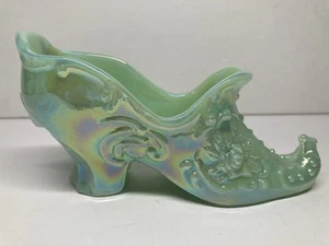 Vintage Mosser Jade Carnival Glass 5” Slipper Beautiful - Picture 1 of 10