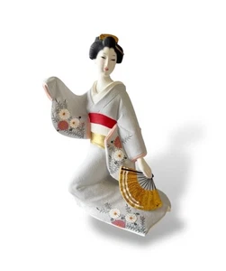 Muñeca estilo Hakata japonesa vintage kimono gris geisha maiko cerámica de arcilla Japón - Imagen 1 de 13
