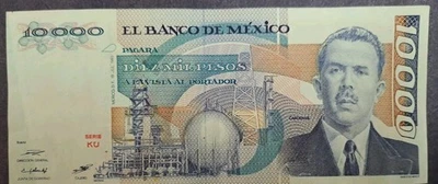 1985 Mexico 10000 Pesos P89, Serie KU PX096639. - Image 1 of 3
