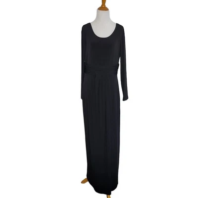 NEW Calvin Klein Black Maxi Dress Evening Stretch Jersey Long Sleeve Women 10 - Image 1 of 4