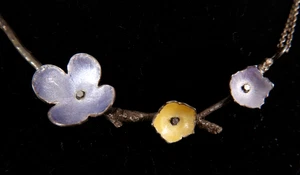 HERRLICHER STERLINGSILBER DESIGNER PH EMAILLE KIRSCHBLÜTENBAUM ANHÄNGER HALSKETTE - Bild 1 von 8