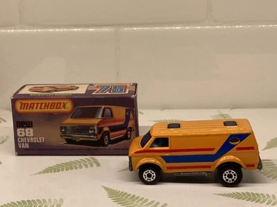 Matchbox Lesney Superfast 68 Chevrolet Van With  BLUE/RED TAMPO - VNM BOXED - Image 1 of 4