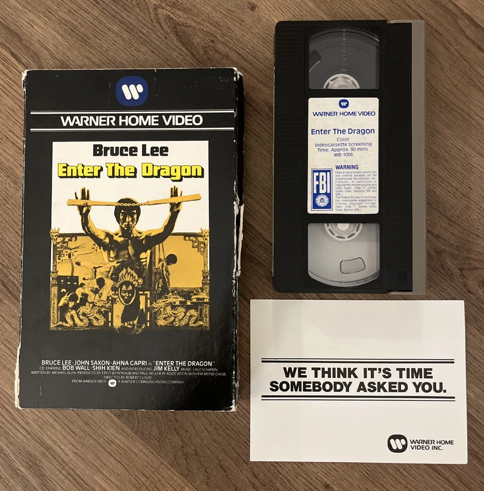 Vintage ENTER THE DRAGON VHS Tape 1980 Bruce Lee WCI Warner Big Box Gatefold Foto 1 de 4