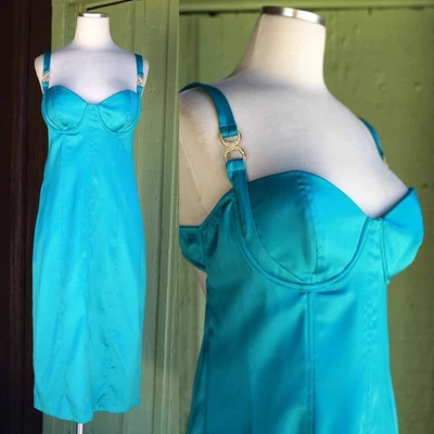 Marciano Teal Jewel Bodycon Open Back Sexy Dress Size Large - Image 1 of 4