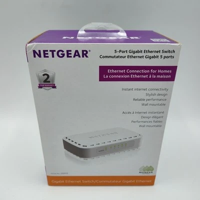NETGEAR GS605v5 5-Port Gigabit Ethernet Switch,  for home or office, NEW IN BOX - Image 1 of 4