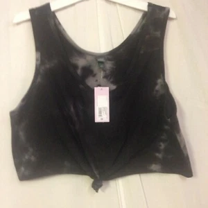 women's tie-dye crop top charcoal gray-wild fable size XL - Picture 1 of 6