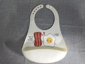 Bacon and Egg Silicone Adjustable Baby Bib Dishwasher Safe - Picture 1 of 2