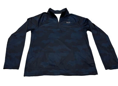 Camisa deportiva deportiva Everlast para hombre 1/4 cremallera L/S talla mediana; azul y negro camuflaje Foto 1 de 4