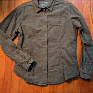Woolrich Womens OD Green Collared Button Up Shirt Size L - Picture 1 of 3