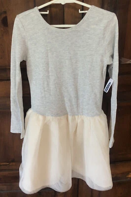 Vestido Tutú Tul Gris/Crema Algodón Manga Larga Vestido Antiguo Azul Marino Niñas 5T Foto 1 de 4