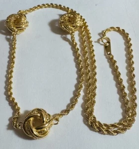 Pure New 18K 750 Dubai Gold Knot Love Necklace 15.5-16 Inch 5g 2mm - Picture 1 of 24