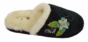 O'Neill MISTLE TOE Black Flower Slip On House Shoe Women's Slippers  - Picture 1 of 2