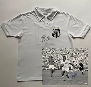 Super Fan Pack - Pele - Signed - Replica Santos Home Jersey + Photo - PSA / DNA - Picture 1 of 15