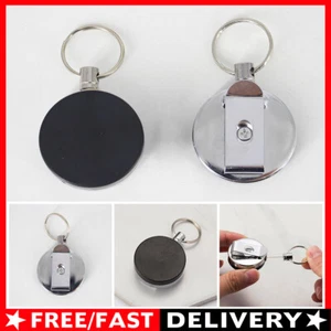 2x Heavy Duty Metal Chain Retractable Pull Key Ring Belt Clip ID Card Holder A - Picture 1 of 10