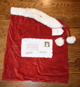 Pottery Barn Kids Letters to Santa Red Velvet Santa Bag Monogram Glen Small - Picture 1 of 4