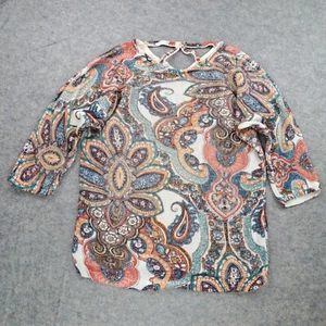 Chicos Sweater 4 Womens 2XL XXL Floral Paisley 3/4 Sleeve Knit Top Pullover - Picture 1 of 10