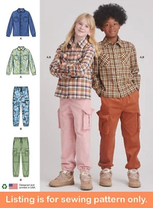PATRÓN DE COSTURA Niño Niña Ropa Camisa Abotonada Pantalones Carga Adolescente 9864 - Imagen 1 de 3