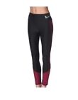 New Bebe Sport Black & Burgandy Pink Legging Pants Side Mesh Color Block Size M