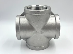 STAINLESS STEEL 4 WAY 11/2" NPT PIPE CROSS UNION HEAVY DUTY CAST CLASS 150 - Picture 1 of 3