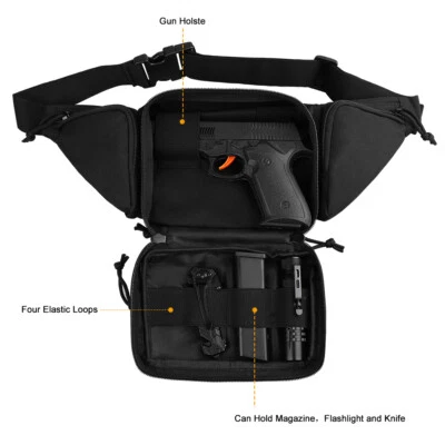 Tactical Concealed Carry Waist Bag Gun Pouch Pistol Holster Military Fanny Pack - Image 1 of 4