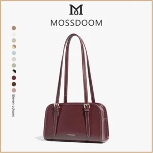 MOSSDOOM Bag PU leather Square Shoulder For Women Simple Korean Fashion Crimson - Picture 1 of 5