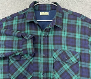 VTG L.L. Bean Shirt Mens XLT Tall Blue Green Plaid Thinsulate Shacket USA Made - Picture 1 of 11