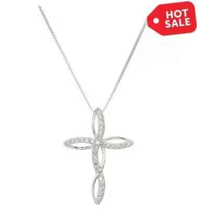 Cross Necklace Infinity Silver Pendant Women Jewelry Fashion 925 Sterling Silver - Picture 1 of 2