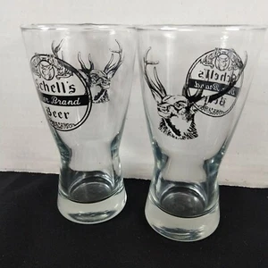 Pair of Schell's Beer bar glasses Deer Brand advertising New Ulm MN hourglass - Picture 1 of 5