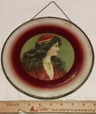 Antique Gypsy Woman Chimney Flue Cover Red Hat And Dress Jewelry