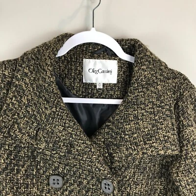 Chaqueta OLEG CASSINI Marrón Negro Tweed Mezcla Lana Peplum Talla M Foto 1 de 4