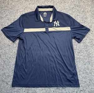 New York Yankees Majestic Polo Shirt Men’s XL Navy Blue MLB Baseball Performance - Picture 1 of 6