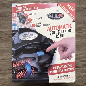 Robot de limpieza automático Grillbot negro con estuche y cepillos de nailon sellados - Imagen 1 de 5
