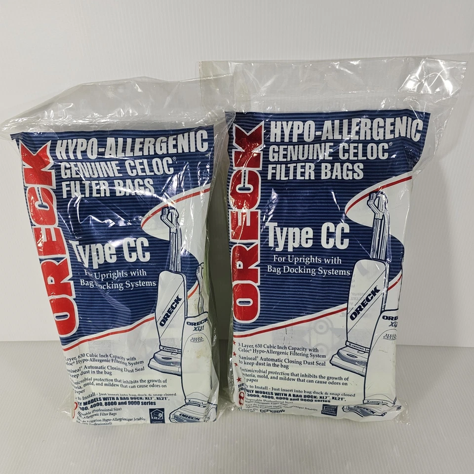 Oreck CCPK8DW Type CC Celoc Upright Vacuum Bags - 8 in Pack