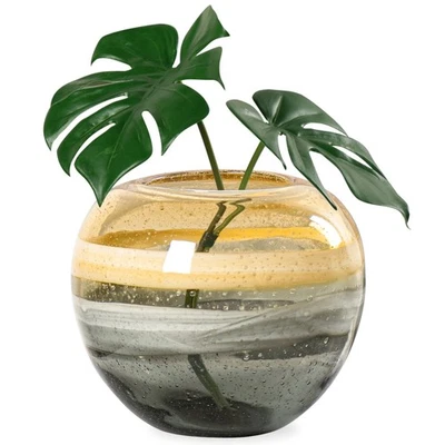 Jarrón de vidrio soplado Andrea Boca para decoración del hogar - Vaso grande de vidrio ámbar 6,75 x 7,5... Foto 1 de 4