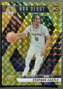 Stephon Castle 2024 Mosaic - Rookie NBA Debut Yellow Reactive Prizm - Spurs #267 - Picture 1 of 2