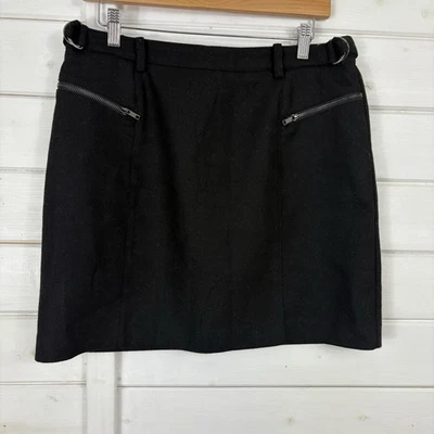 MINT VELVET Skirt Size UK 12 Black Silver Wool Blend Short Sparkle Evening Party - Image 1 of 4