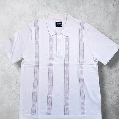 Abercrombie & Fitch Sweater Polo Shirt 3-Button White Size Medium RRP £52 NEW - Image 1 of 4