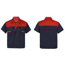 Men's Short Sleeve Work Shirt Auto Mechanic Technician Uniform Industrial Jacket